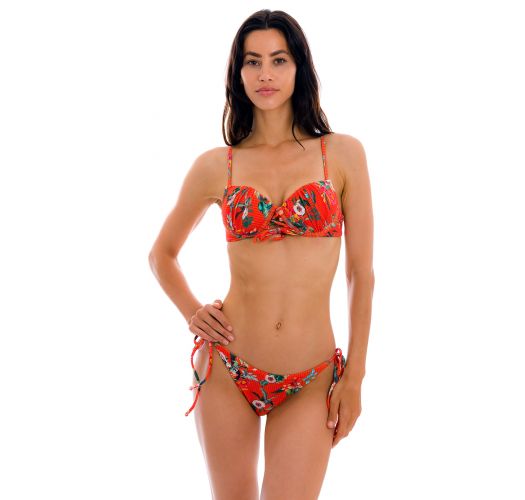 Bikini a balconcino push-up floreale rosso - SET WILDFLOWERS BALCONET-PUSHUP IBIZA-COMFY
