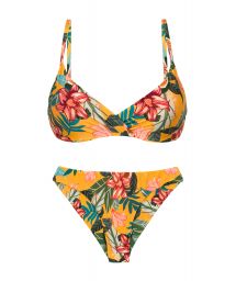 Orange yellow underwired bralette bikini in floral print - SET LIS BALCONET-INV NICE