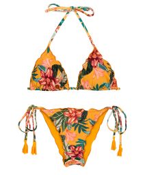 Orange-yellow scrunch bikini with wavy edges - SET LIS TRI FRUFRU