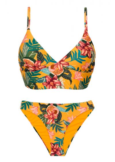 Orange yellow floral laced back bralette bikini - SET LIS TRI-TANK COMFY