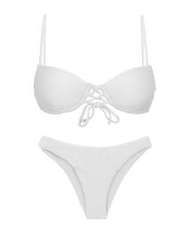 Bikini balconnet push up blanc côtelé et tanga - SET COTELE-BRANCO BALCONET-PUSHUP LISBOA