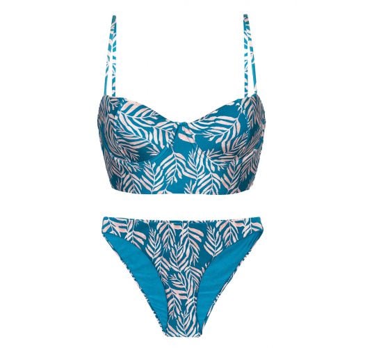 Sujetador bikini bralette con estampado de hojas azul - SET PALMS-BLUE BALCONET-ANNA COMFY