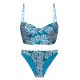 Bikini a bralette blu allacciato dietro con motivo a foglie - SET PALMS-BLUE BALCONET-ANNA COMFY