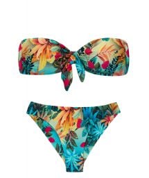 Tropical print bandeau bikini with a knot - SET PARADISE BANDEAU-NO NICE