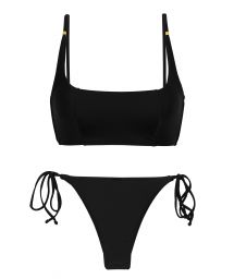 Black Brazilian side-tie bikini with sports top - SET PRETO BRA-SPORT IBIZA