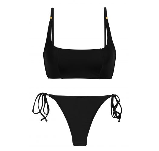 overdrijven Herenhuis Reserveren Black Brazilian Side-tie Bikini With Sports Top - Set Preto Bra-sport Ibiza  - Rio de Sol