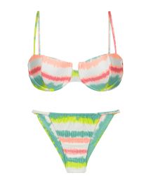 Bikini brésilien cheeky côtés fins à rayures tie dye - SET REVELRY BALCONET CHEEKY-FIXA
