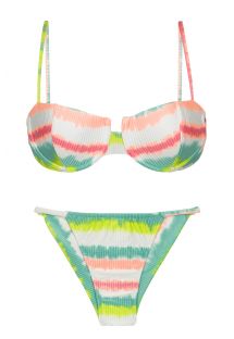 Tie-dye striped cheeky Brazilian bikini with underwired top - SET REVELRY BALCONET CHEEKY-FIXA