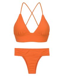 Textured orange crossed bralette bikini - SET ST-TROPEZ-TANGERINA TRI-COS RIO-COS