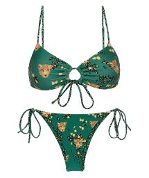 Green leopard print Brazilian bikini with front-tie top - SET ROAR-GREEN MILA IBIZA
