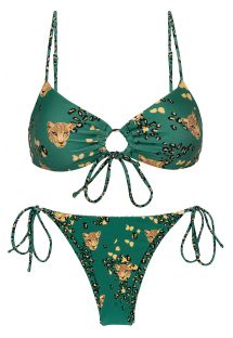 Groene bustier bikini met luipaardprint en geknoopte voorkant - SET ROAR-GREEN MILA IBIZA