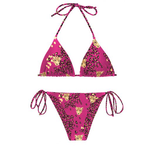 Normaal gesproken Tegen Graden Celsius Pink Leopard Print Side-tie Bikini - Set Roar-pink Tri-inv Ibiza-comfy -  Rio de Sol