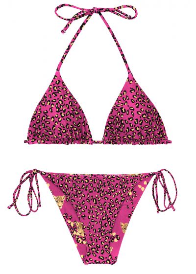 Pink leopard print side-tie bikini - SET ROAR-PINK TRI-INV IBIZA-COMFY