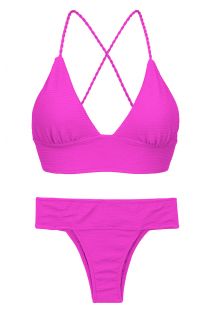 Bikini bralette spalline incrociate schiena rosa magenta - SET ST-TROPEZ-PINK TRI-COS RIO-COS