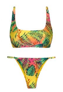 Bikini brasileño ajustable con top deportivo y llamativo estampado tropical - SET SUN-SATION BRA-SPORT IBIZA-FIXA