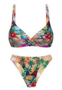 Bikini bralette con ferretto e slip fisso stampa tropicale colorata - SET SUNSET BALCONET-INV NICE