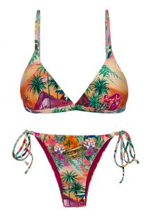 Bikini brésilien à nouer tropical coloré - SET SUNSET TRI-FIXO IBIZA