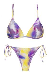 Bikini viola e giallo tie-dye con lacci laterali - SET TIEDYE-PURPLE TRI-FIXO IBIZA
