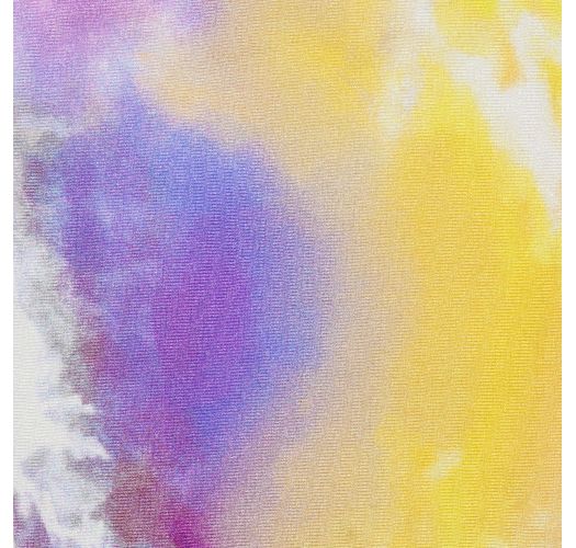 Purple / yellow tie dye triangle top with wavy edges - TOP TIEDYE-PURPLE TRI