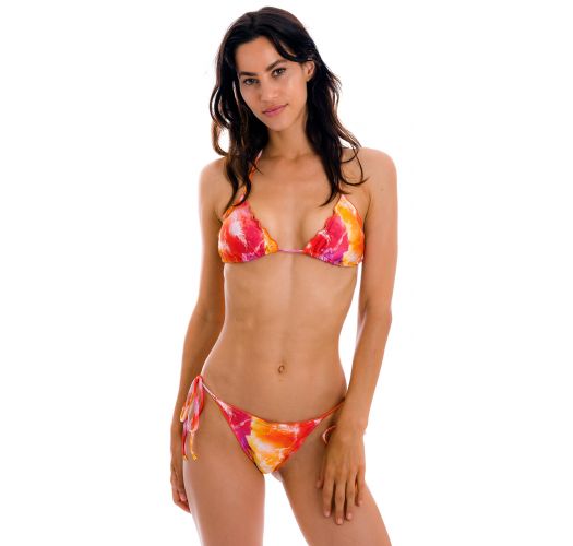 Bikini scrunch con lazos rojo / naranja con bordes ondulados - SET TIEDYE-RED TRI FRUFRU