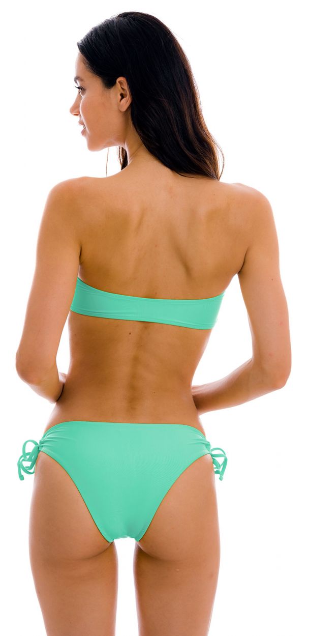 Water green bandeau pull-on bikini with double side tie bottom - SET UV-ATLANTIS BANDEAU-RETO MADRID