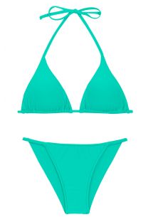 Bikini brasiliano sfacciato verde acqua, triangolo a tendina e slip fisso a strisce sottili sui fianchi - SET UV-ATLANTIS TRI-INV CHEEKY-FIXA
