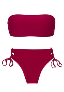Bikini a fascia rosso granato con doppi laccetti fianchi - SET UV-DESEJO BANDEAU-RETO MADRID