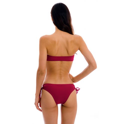 Bikini rojo granate, sin tirantes, con lazos a los lados - SET UV-DESEJO BANDEAU-RETO MADRID