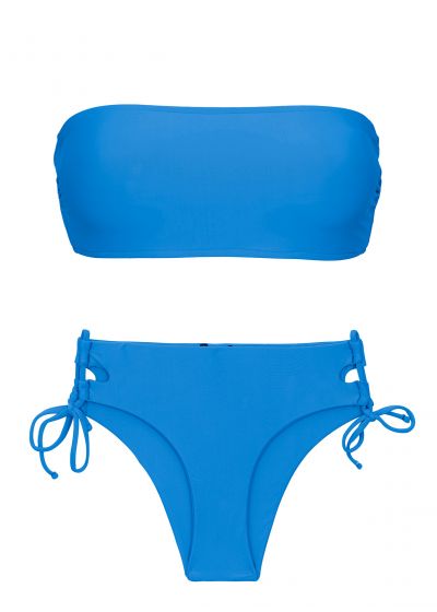 Blue bandeau bikini with double sides tie - SET UV-ENSEADA BANDEAU-RETO MADRID