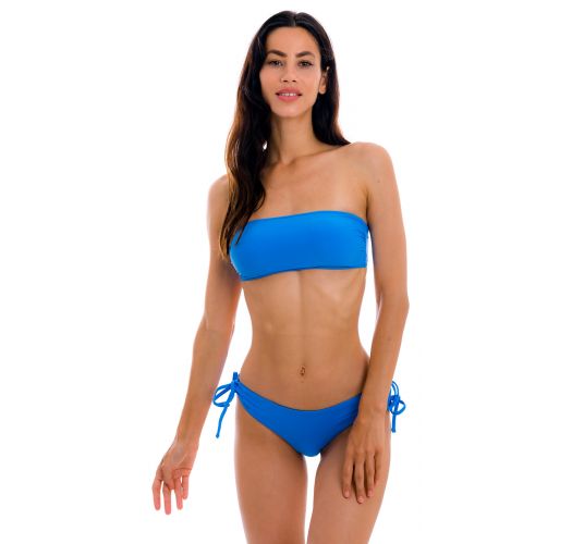 Bikini a fascia blu vita alta con laccetti doppi - SET UV-ENSEADA BANDEAU-RETO MADRID