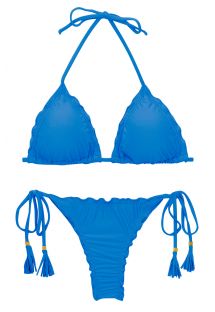 Niebieskie bikini typu scrunch z falistymi brzegami - SET UV-ENSEADA TRI FRUFRU-FIO