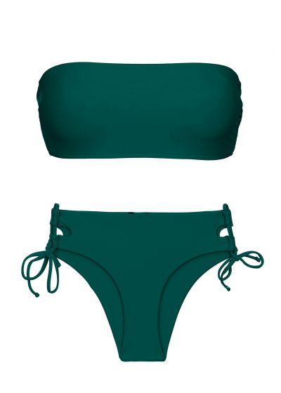 Dark green bandeau bikini with double sides tie - SET UV-GALAPAGOS BANDEAU-RETO MADRID
