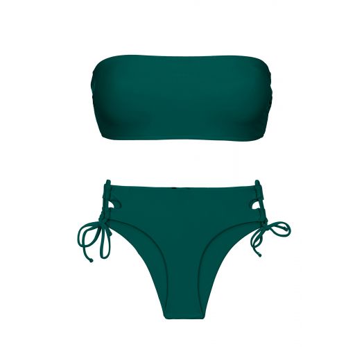 Bikini a fascia verde scuro vita alta con laccetti doppi - SET UV-GALAPAGOS BANDEAU-RETO MADRID