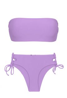 Lilakleurige bandeau bikinitop en strik bikinibroekje met dubbele zijbandjes - SET UV-HARMONIA BANDEAU-RETO MADRID
