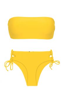 Gele bandeau bikinitop en strik bikinibroekje met dubbele zijbandjes - SET UV-MELON BANDEAU-RETO MADRID