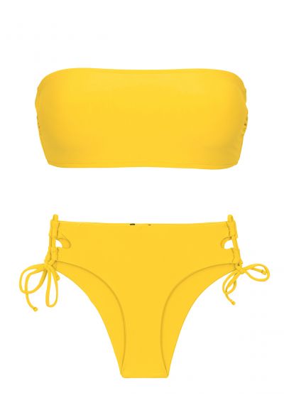 Lilac bandeau pull-on bikini with double side tie bottom - SET UV-MELON BANDEAU-RETO MADRID