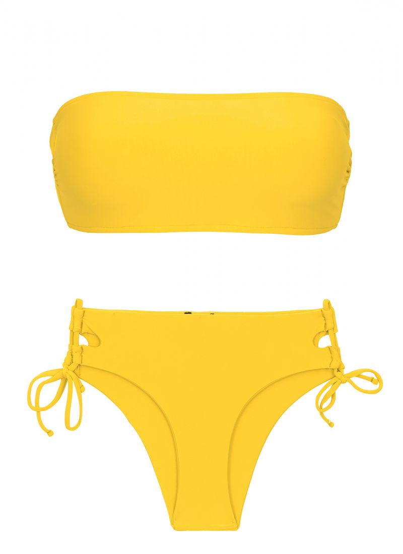 Lilac bandeau pull-on bikini with double side tie bottom - SET UV-MELON BANDEAU-RETO MADRID