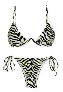 Driehoekige V beugel bikini met zwart/witte tijgerprint - SET WILD-BLACK TRI-ARO IBIZA