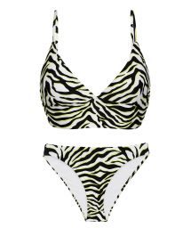 White & black tabby laced back bralette bikini - SET WILD-BLACK TRI-TANK COMFY