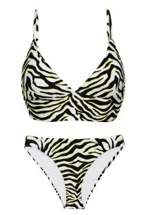 Bikini tipo bralette atigrado blanco y negro con lazos en la espalda - SET WILD-BLACK TRI-TANK COMFY