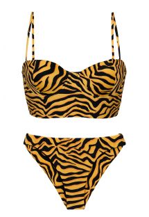 Bikini bustier dos lacé tigré orange/noir - SET WILD-ORANGE BALCONET-ANNA NICE