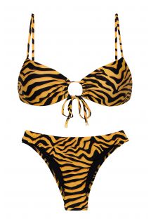 Orange & black tabby front-tie bikini - SET WILD-ORANGE MILA ESSENTIAL