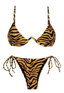 Driehoekige V beugel bikini met oranje/zwarte tijgerprint - SET WILD-ORANGE TRI-ARO IBIZA