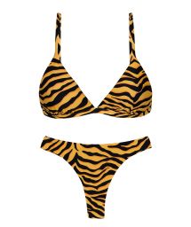 Orange & black tiger print thong bikini - SET WILD-ORANGE TRI-FIXO FIO