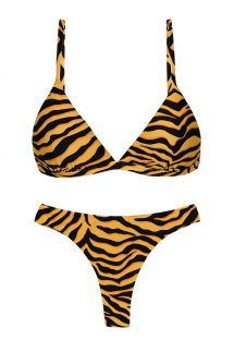 Pomarańczowo-czarne bikini stringi z tygrysim nadrukiem - SET WILD-ORANGE TRI-FIXO FIO