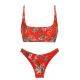 Red floral high-leg bikini with sports top - SET WILDFLOWERS BRA-SPORT LISBOA