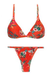 Red floral fixed Brazilian bikini - SET WILDFLOWERS TRI-FIXO CALIFORNIA