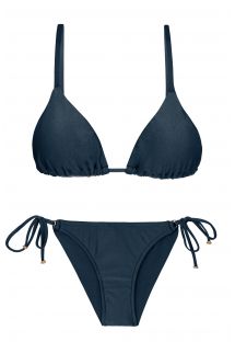Accessorized iridescent navy side-tie bikini - SHARK INV COMFORT