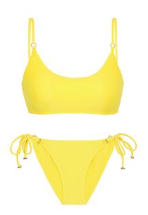 Bikini scrunch accessoriato giallo limone con spalline regolabili - STREGA BRA COMFORT