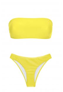 Bikini giallo limone slip fisso e top a fascia - STREGA RETO